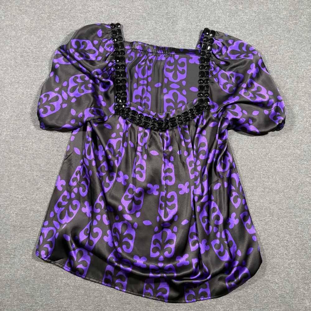 Y2K Mcbling Square Neck Blouse with Rhinestone Neckline W US XL/XXL